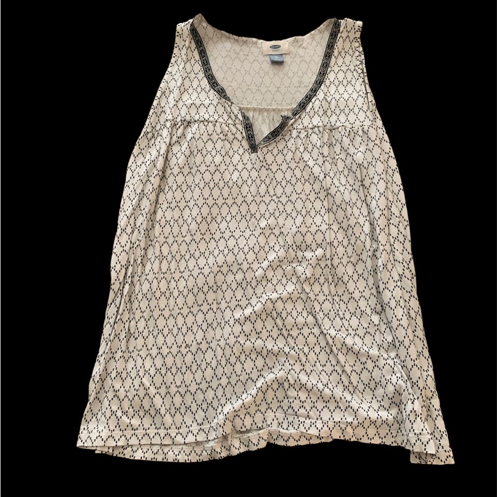 White and Black Tank Top with Design